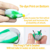Frog lure showing tie-dye belly colors